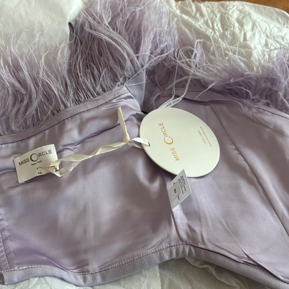 New Miss Circle Feather Top Oralia purple pastel lavender XS NWT Corset Ostrich - Picture 8 of 12